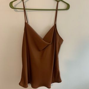 Express drape neck silk tank top size L
